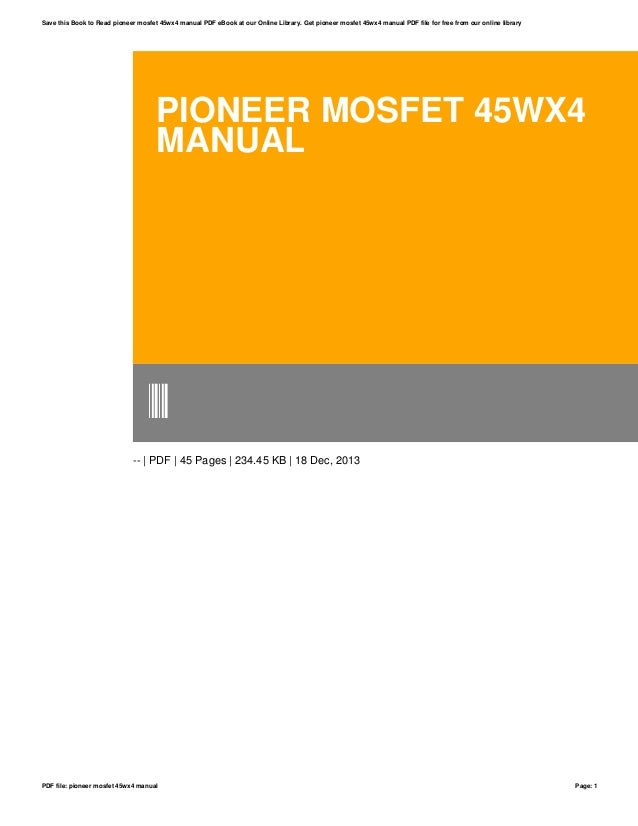 pioneer mosfet manual